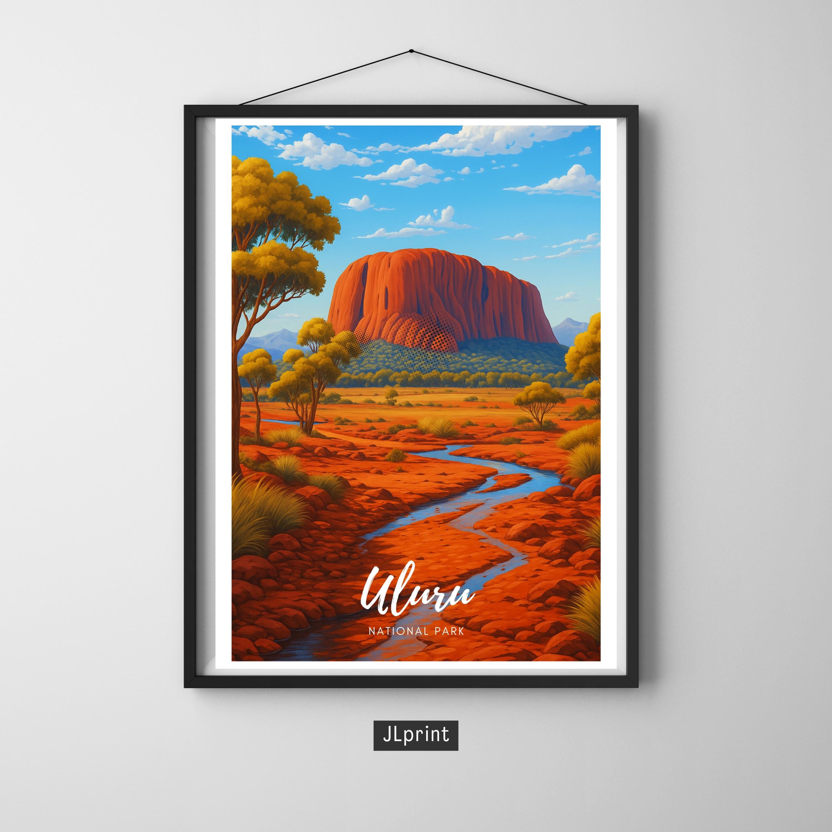 Affiche voyage - Uluru, Parc National, Australie, Océanie - art moderne, impression, poster