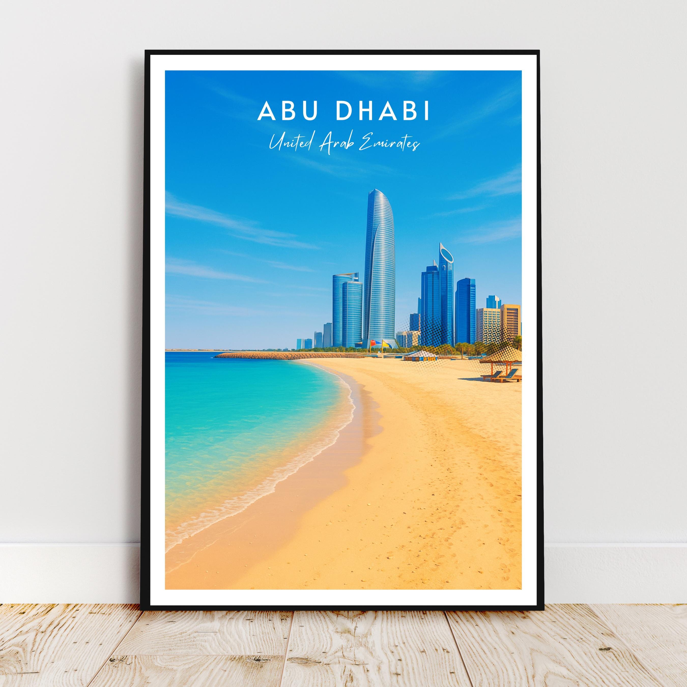 Affiche voyage - Abou Dabi, Emirats Arabes Unis, Moyen Orient, Asie - art moderne, impression, poster