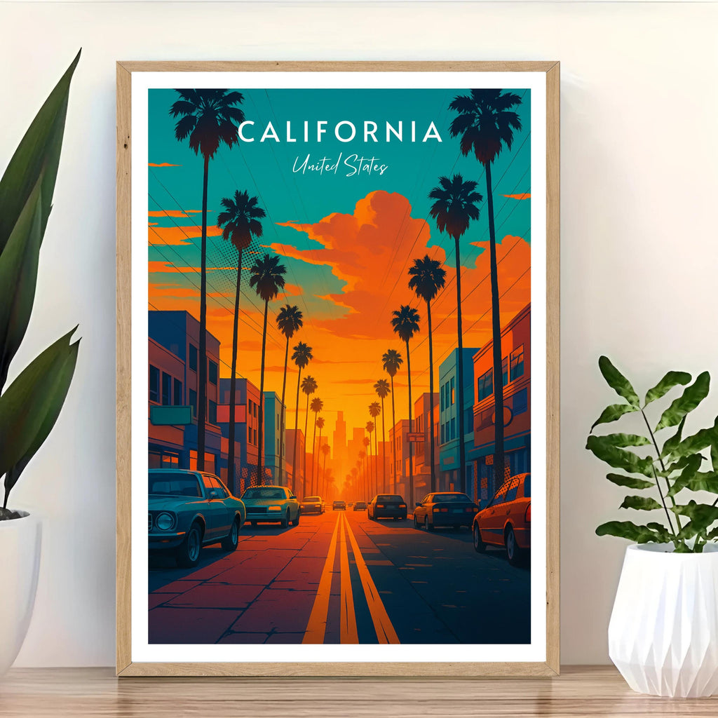Affiche voyage - Californie, USA, Etats-Unis, Amerique - art moderne, impression, poster