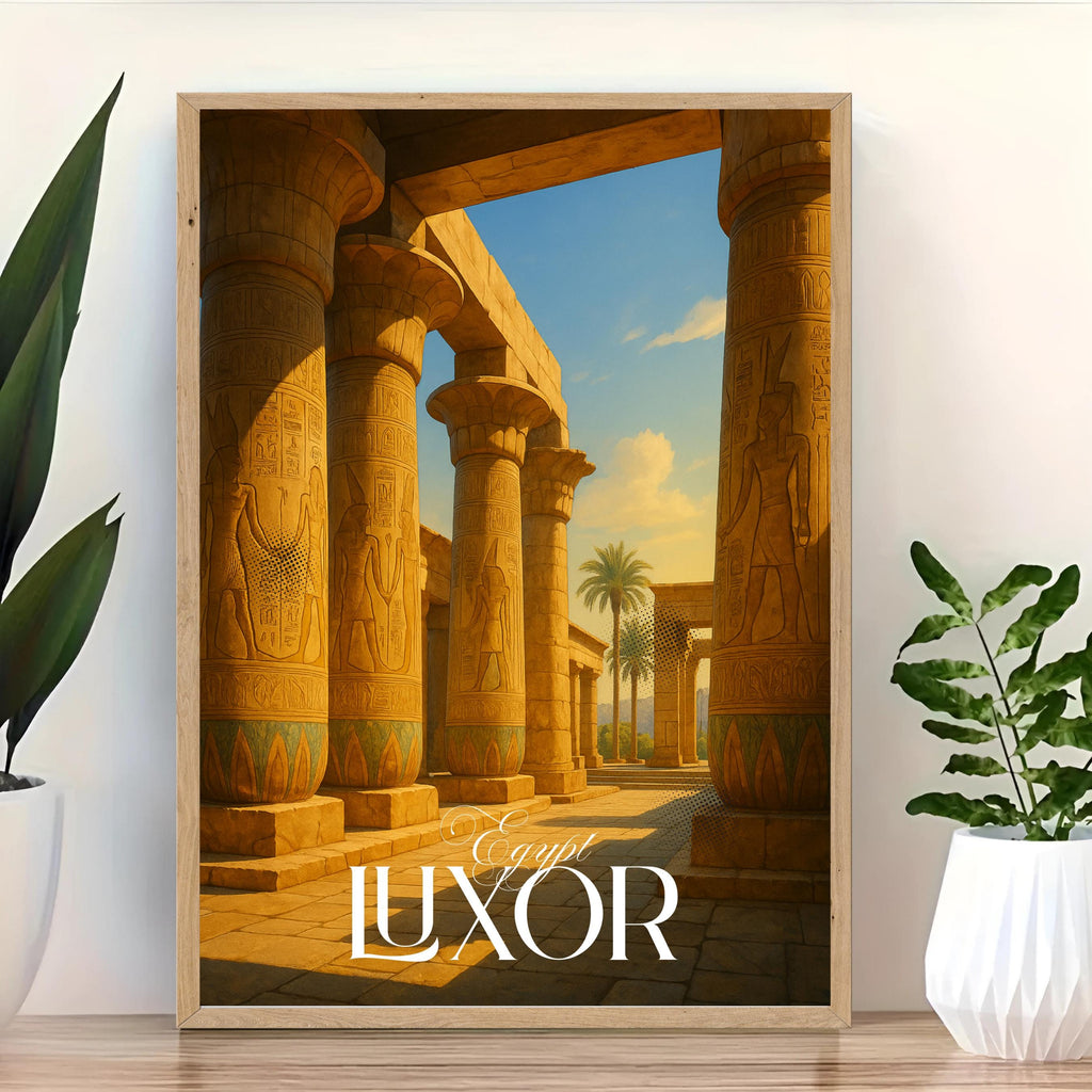 Affiche voyage - Louxor, Egypte, Afrique, Temple Karnak - art moderne, impression, poster