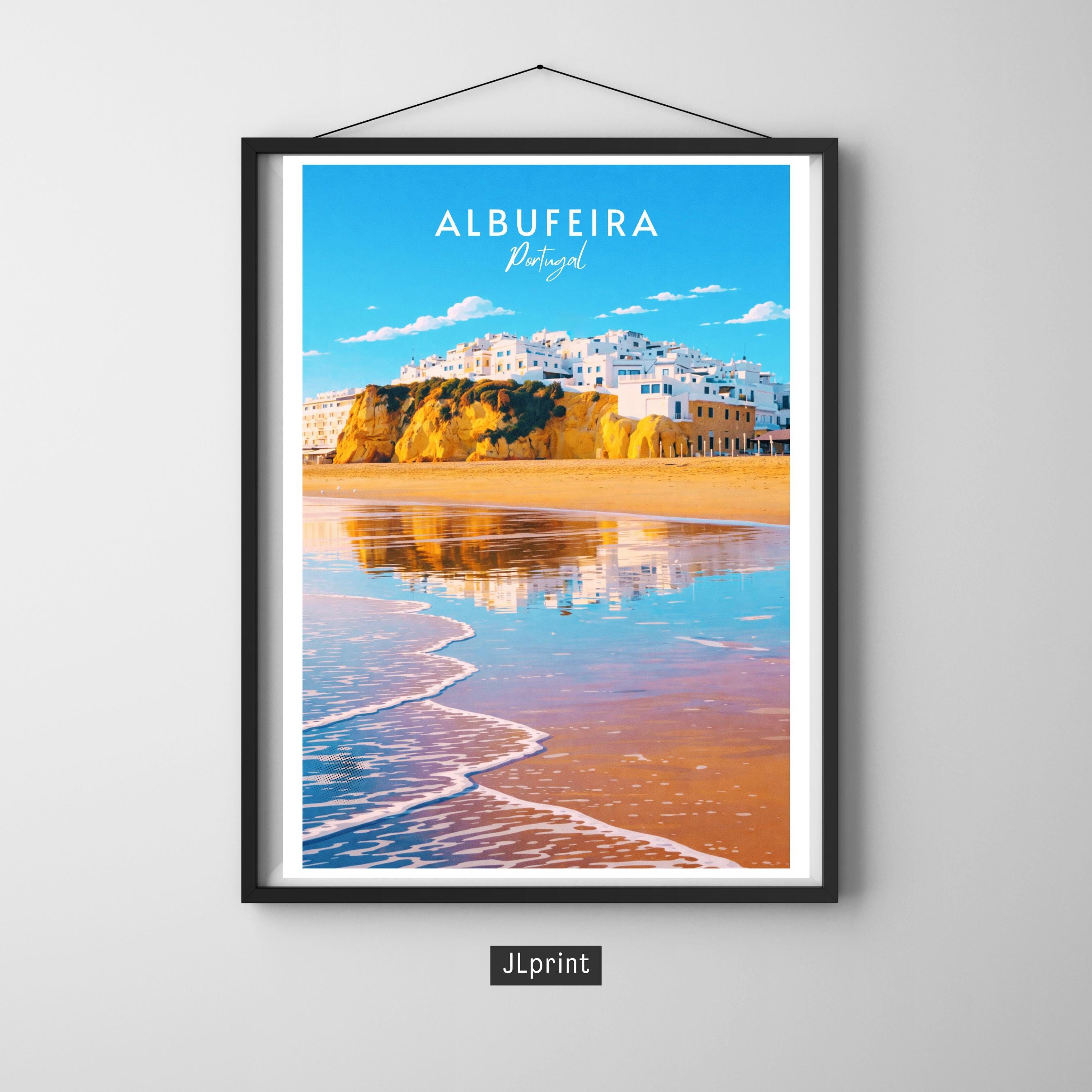 Affiche voyage - Albufeira, Algarve, Portugal, Plage - art moderne, impression, poster