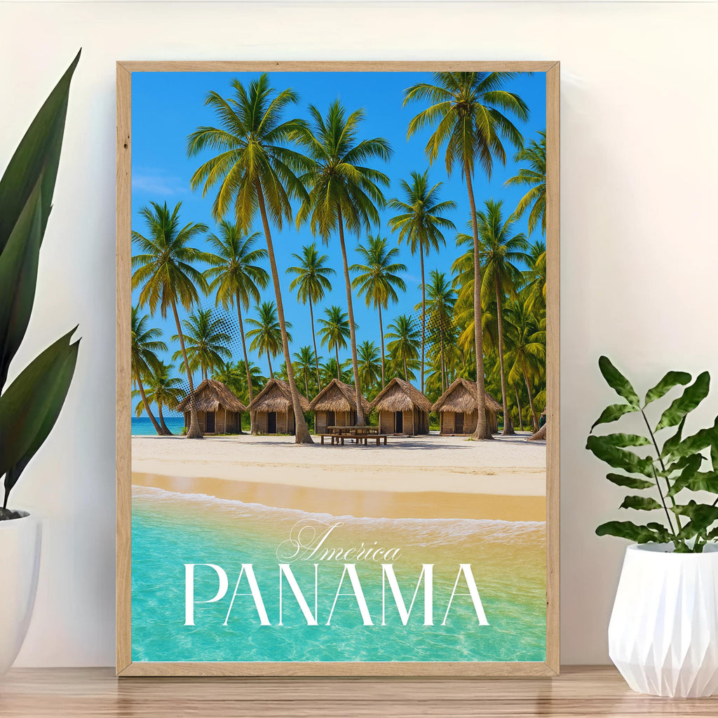 Affiche voyage - Panama, Caraïbes, Amerique, Plage - art moderne, impression, poster