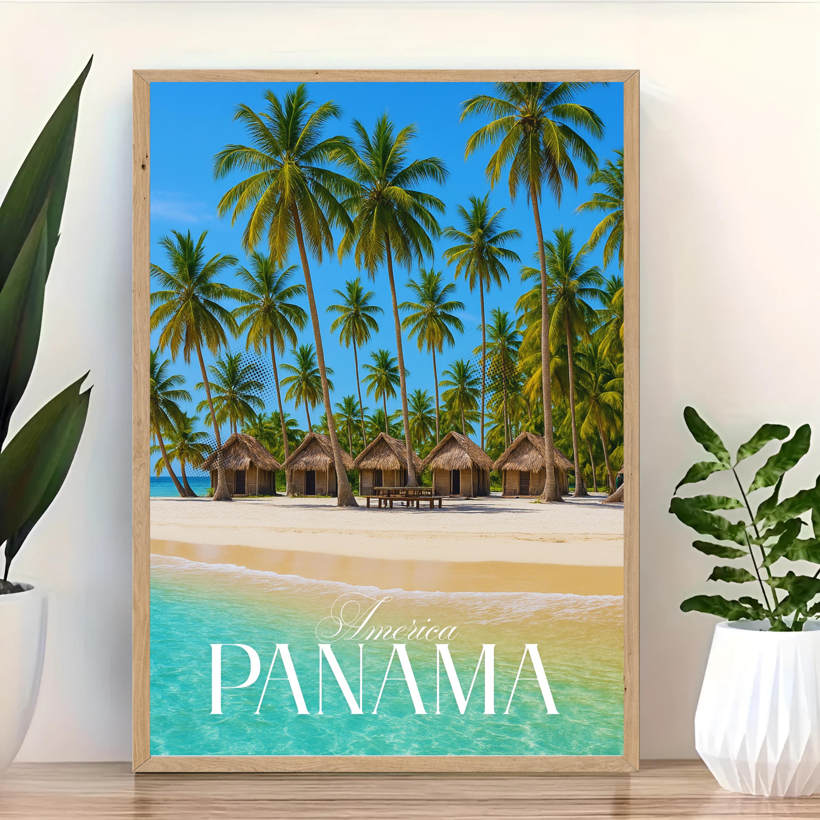 Affiche voyage - Panama, Caraïbes, Amerique, Plage - art moderne, impression, poster