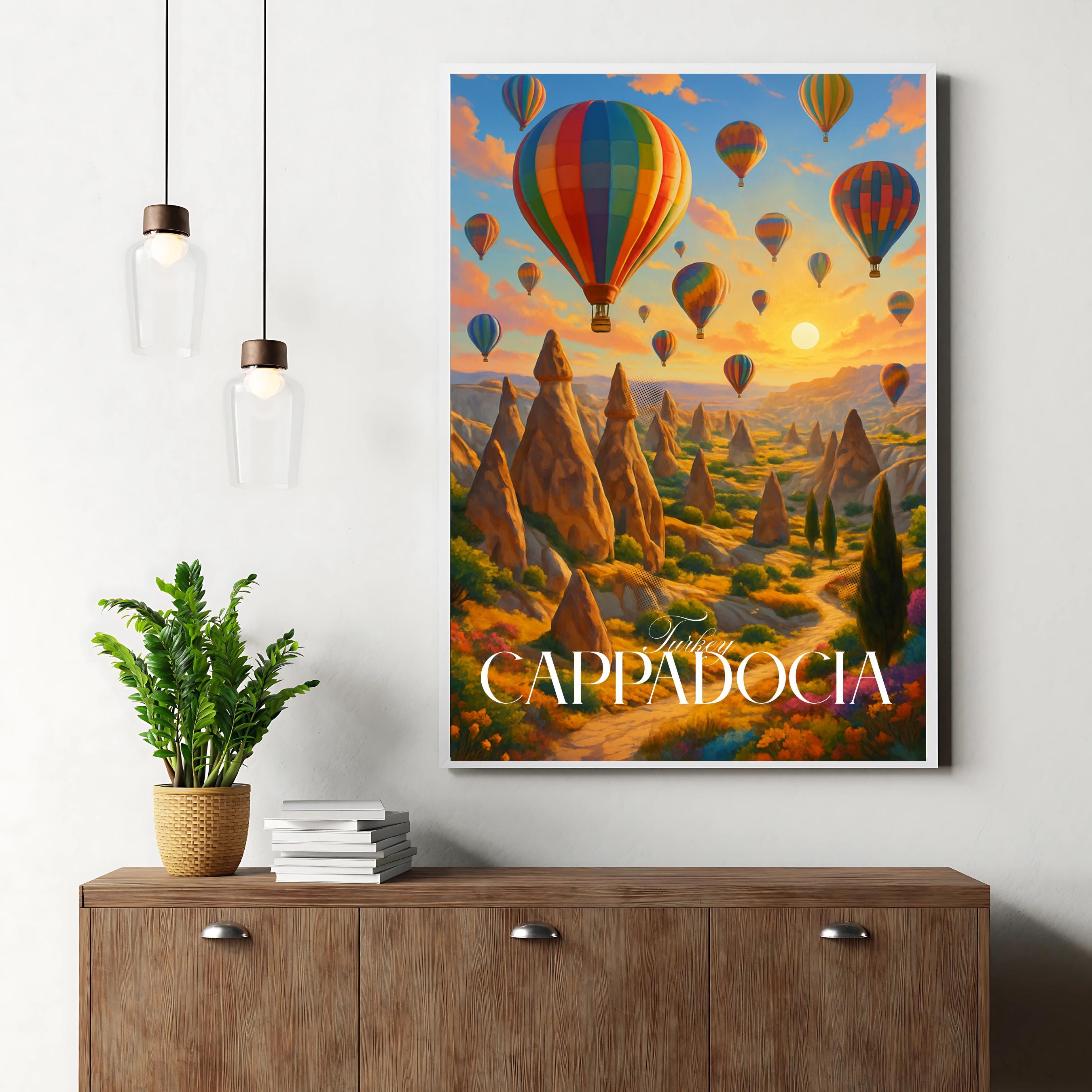 Affiche voyage - Cappadoce, Anatolie, Turquie, Love Valley - art moderne, impression, poster