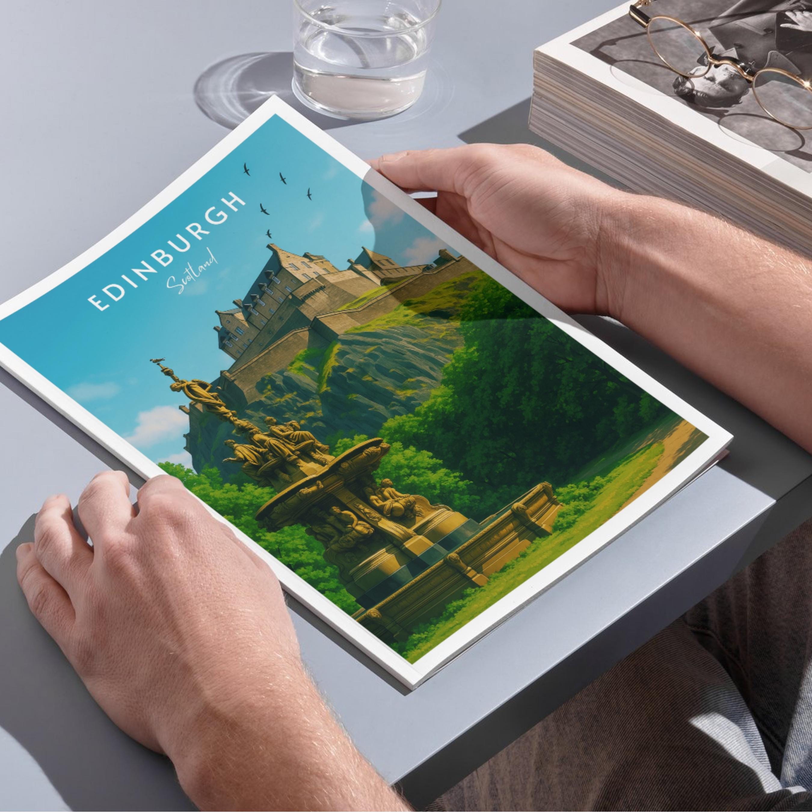 Affiche voyage - Edimbourg, Ecosse, Royaume Uni, Chateau d’Edimbourg - art moderne, impression, poster