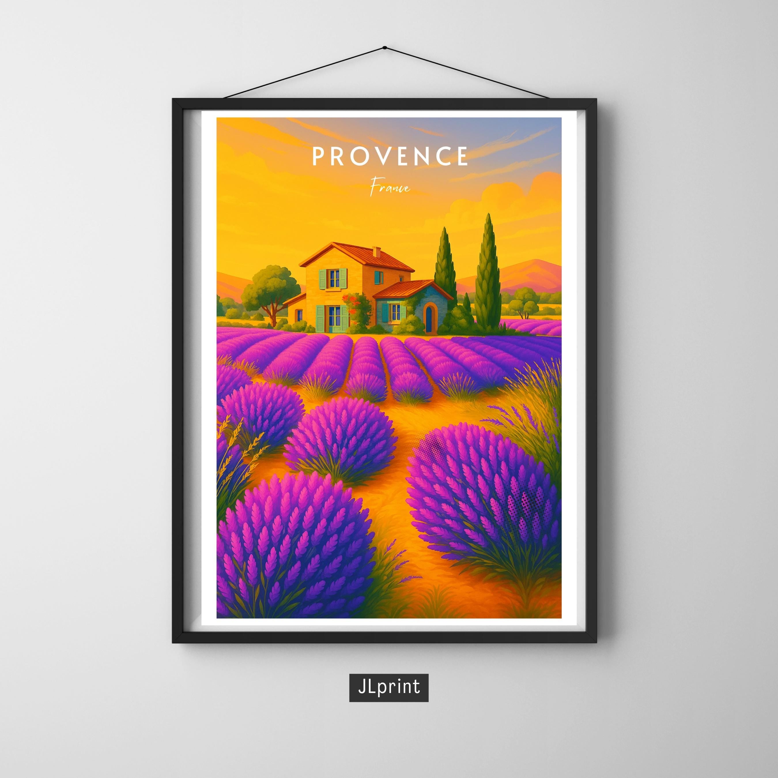 Affiche voyage - Provence, France, Lavande, Provençale - art moderne, impression, poster
