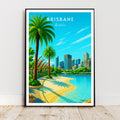 Affiche voyage - Brisbane, Australie, Océanie, South Bank Parklands - art moderne, impression, poster