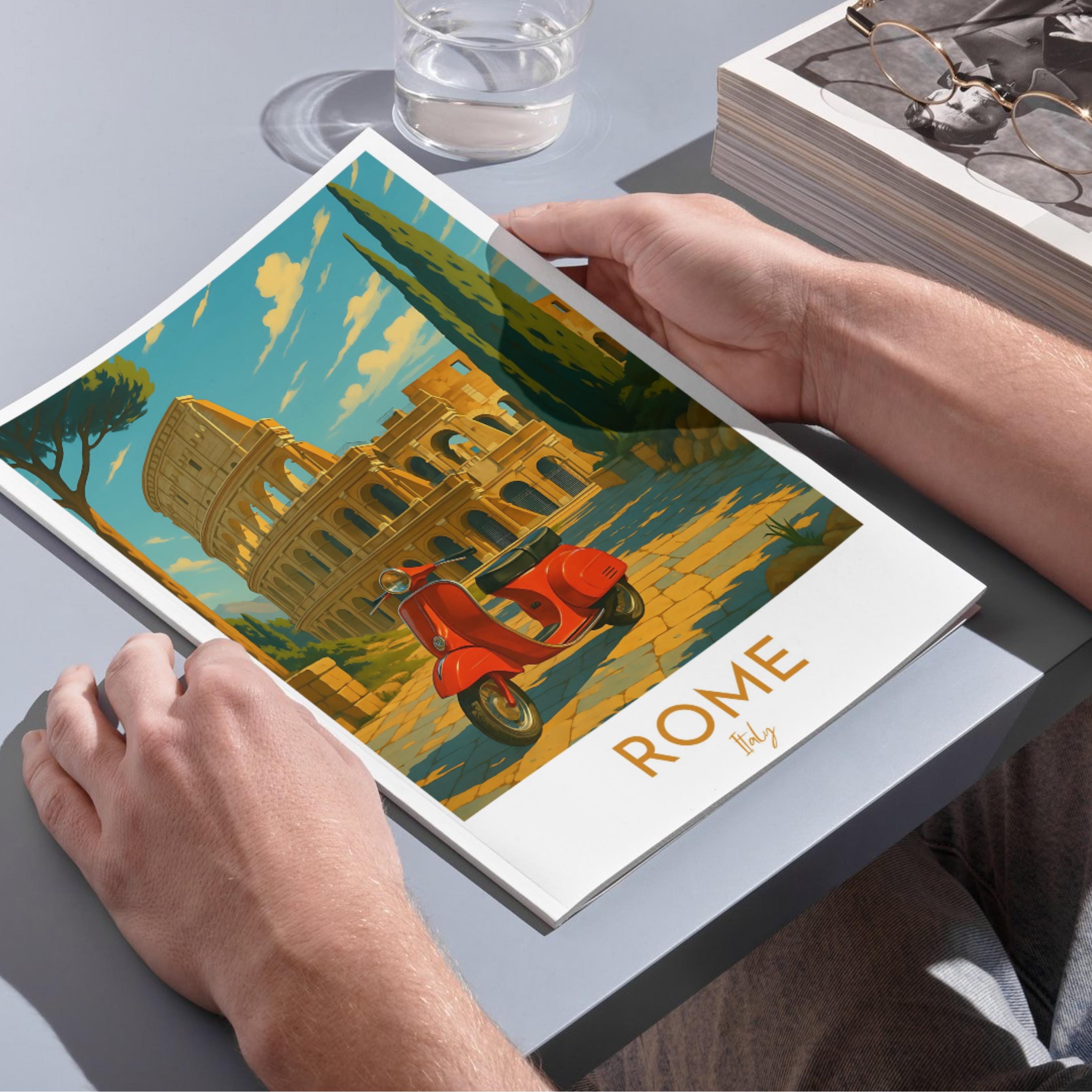 Affiche voyage - Rome, Latium, Italie, Colisée - art moderne, impression, poster