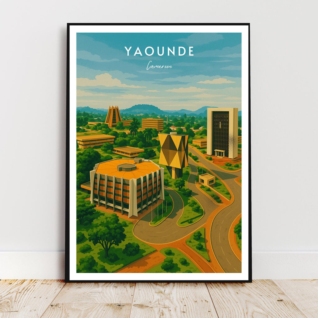 Affiche voyage - Yaoundé, Cameroun, Afrique, Architecture - art moderne, impression, poster