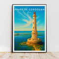 Affiche voyage - Phare de Cordouan, Gironde, France, Océan Atlantique - art moderne, impression, poster