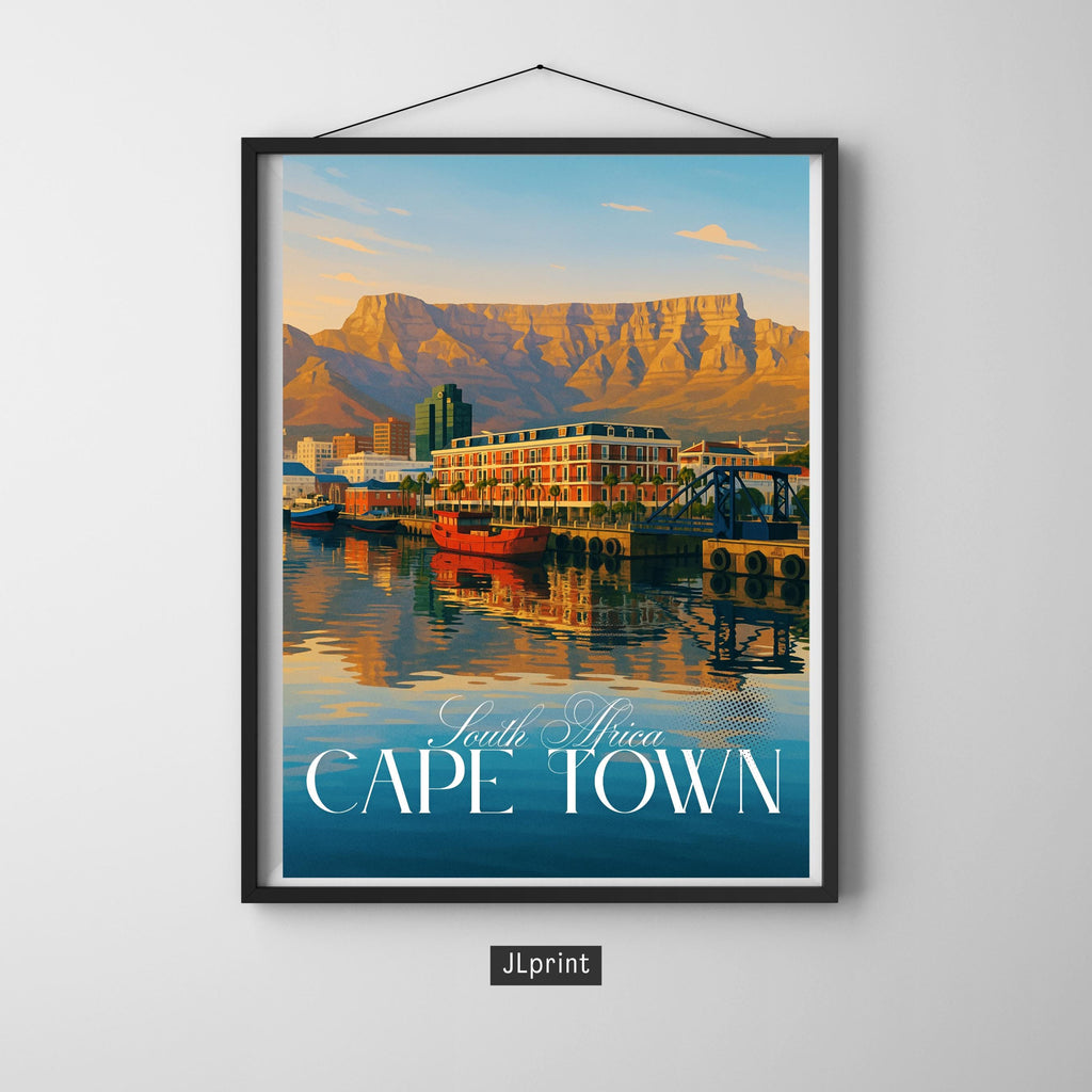 Affiche voyage - Le Cap, Afrique du Sud, Afrique, Table Mountain - art moderne, impression, poster