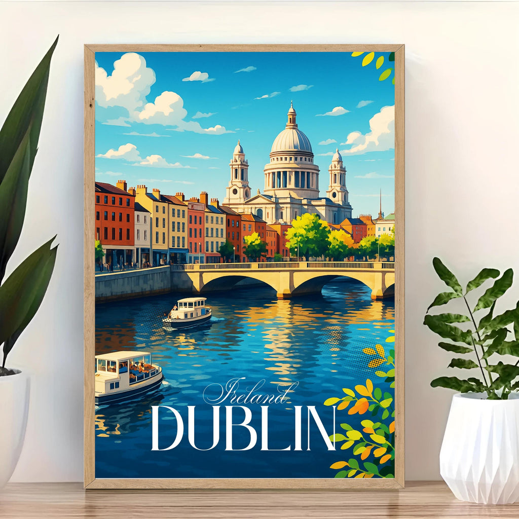 Affiche voyage - Dublin, Irlande, Europe, Liffey - art moderne, impression, poster