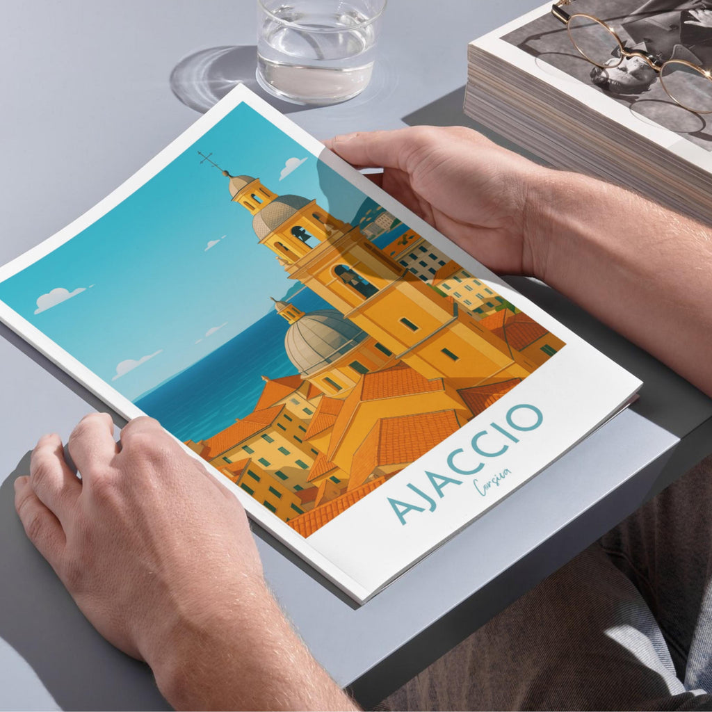 Affiche voyage - Ajaccio, Corse, France, Méditerranée - art moderne, impression, poster