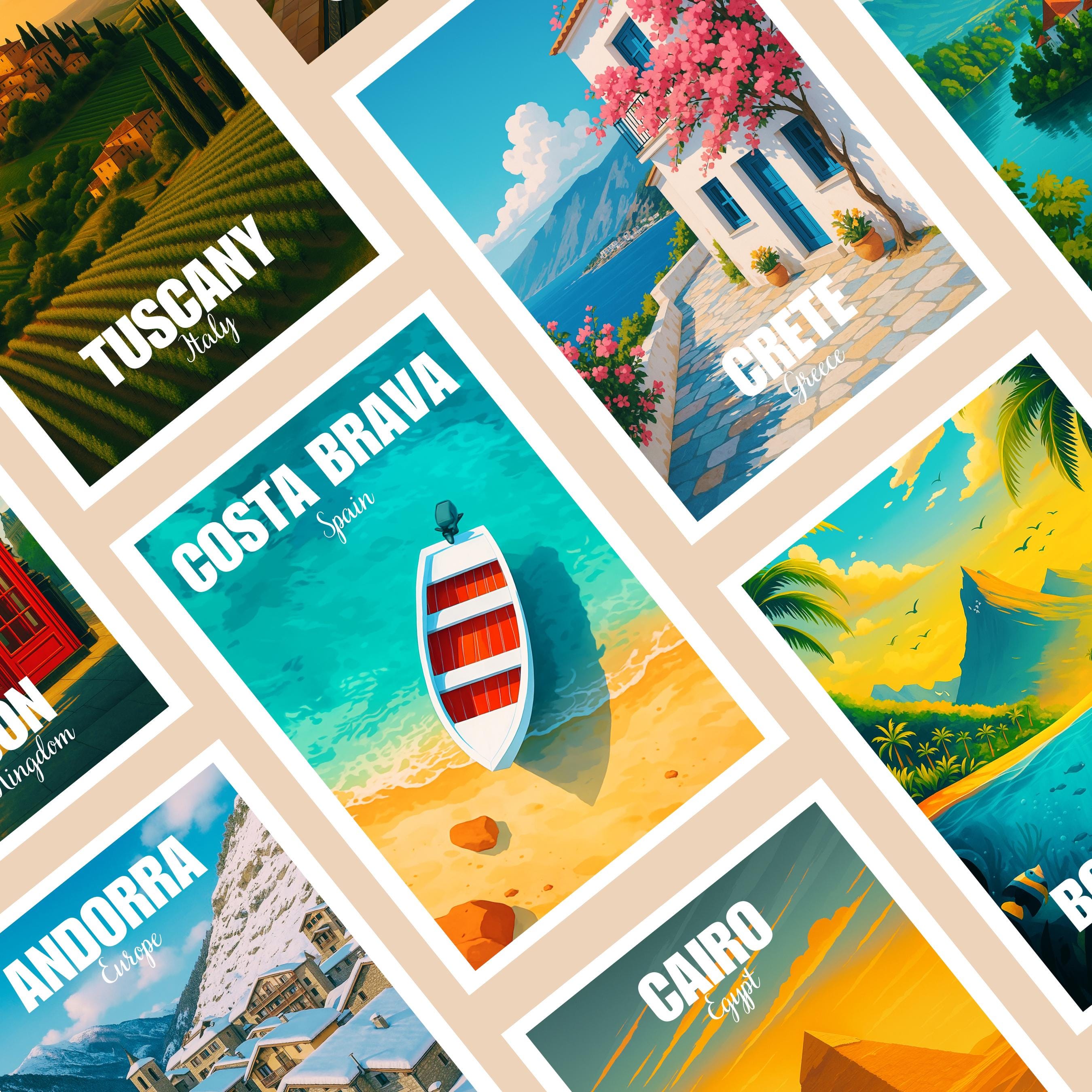 Affiche voyage - Costa Brava, Catalogne, Espagne, Méditerranée - art moderne, impression, poster