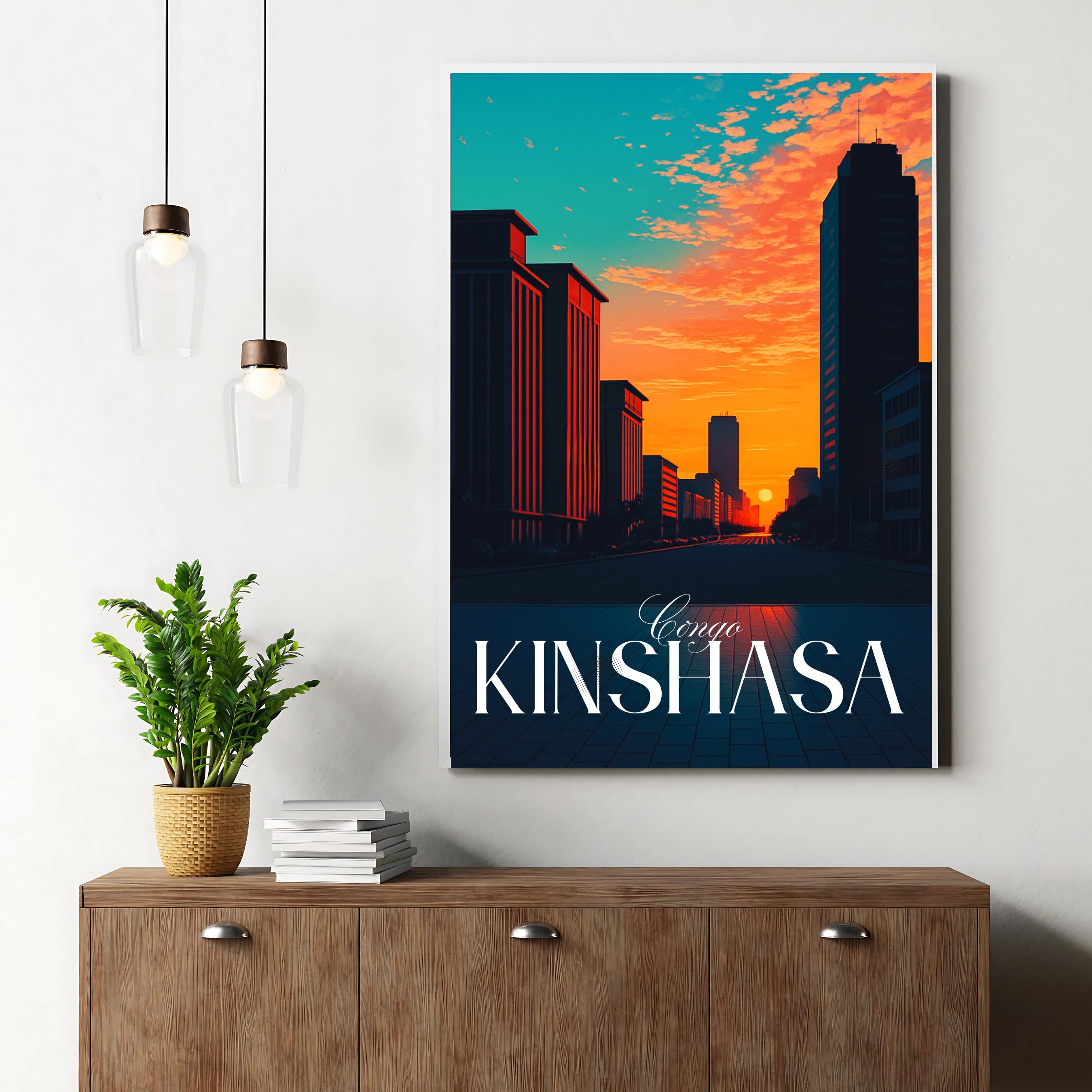Affiche voyage - Kinshasa, RDC, Congo, Afrique - art moderne, impression, poster