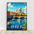 Affiche voyage - Dublin, Irlande, Europe, Liffey - art moderne, impression, poster