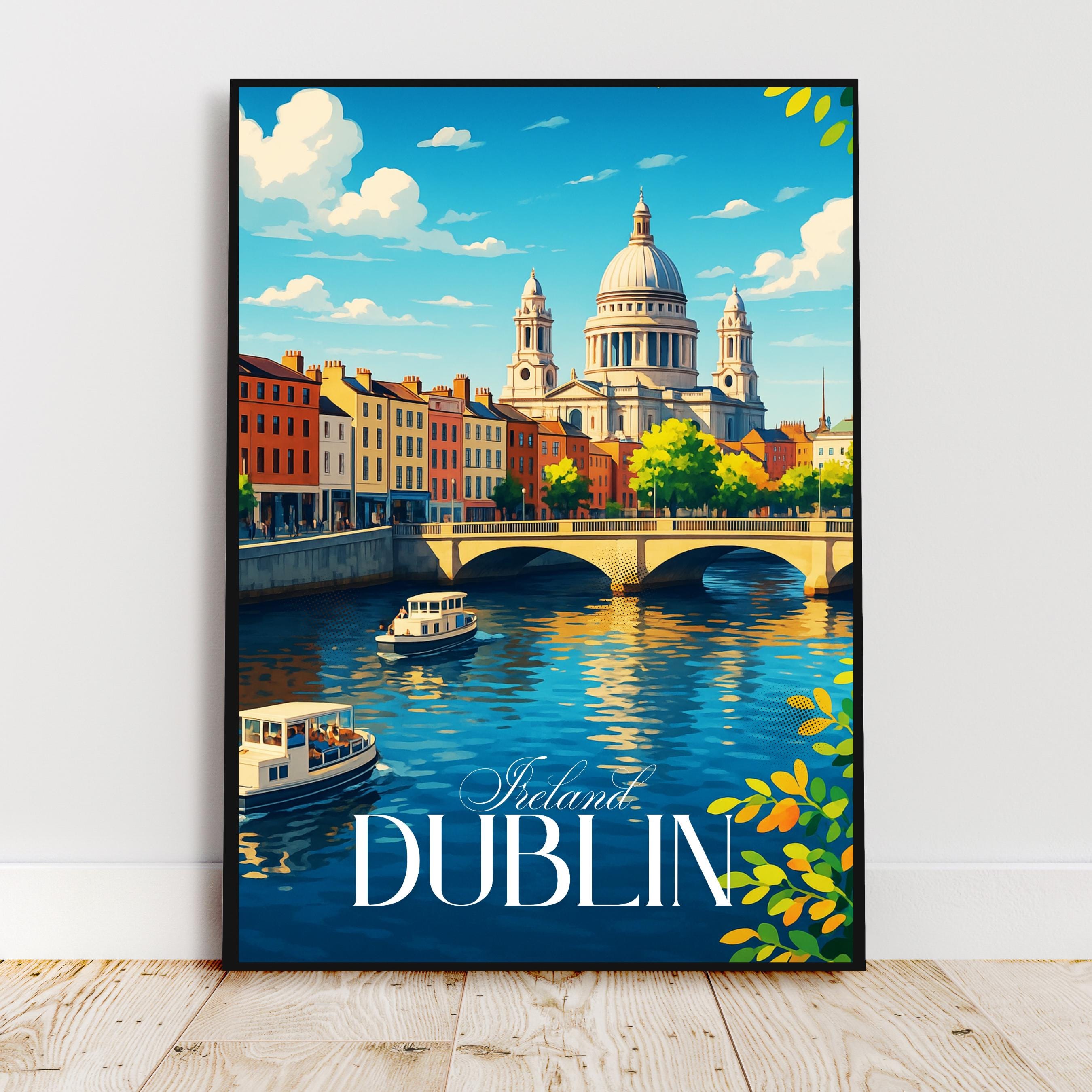 Affiche voyage - Dublin, Irlande, Europe, Liffey - art moderne, impression, poster