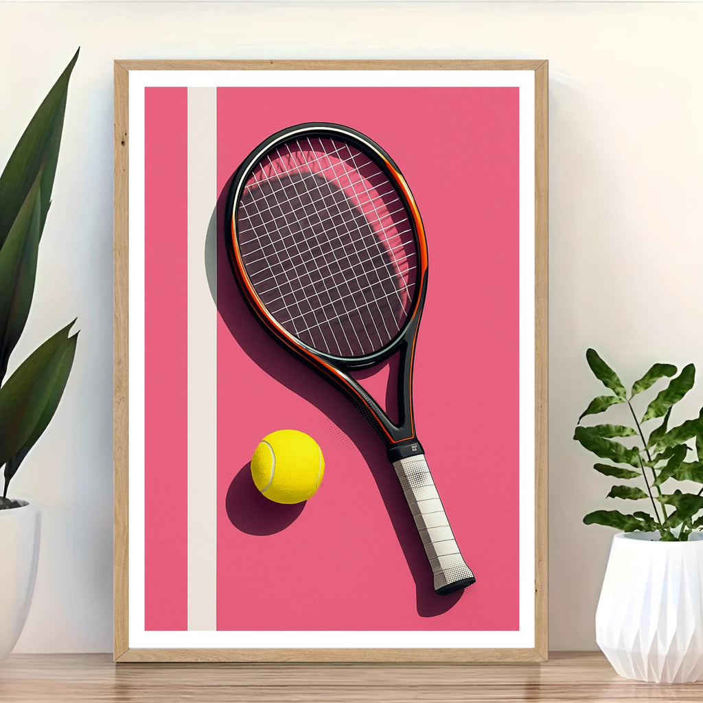 Affiche sport - Tennis, Raquette, Balle, Terrain - moderne, impression, poster