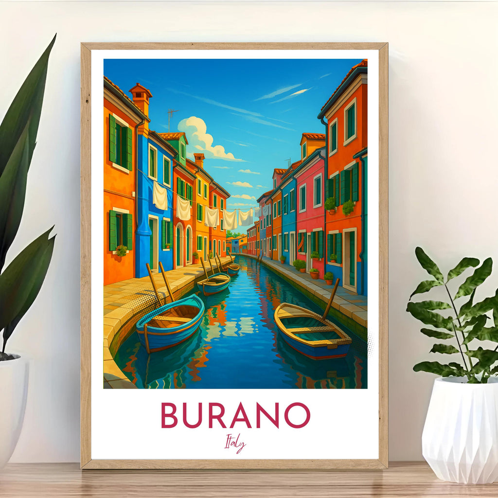 Affiche voyage - Burano, Vénétie, Italie, Canaux - moderne, impression, poster