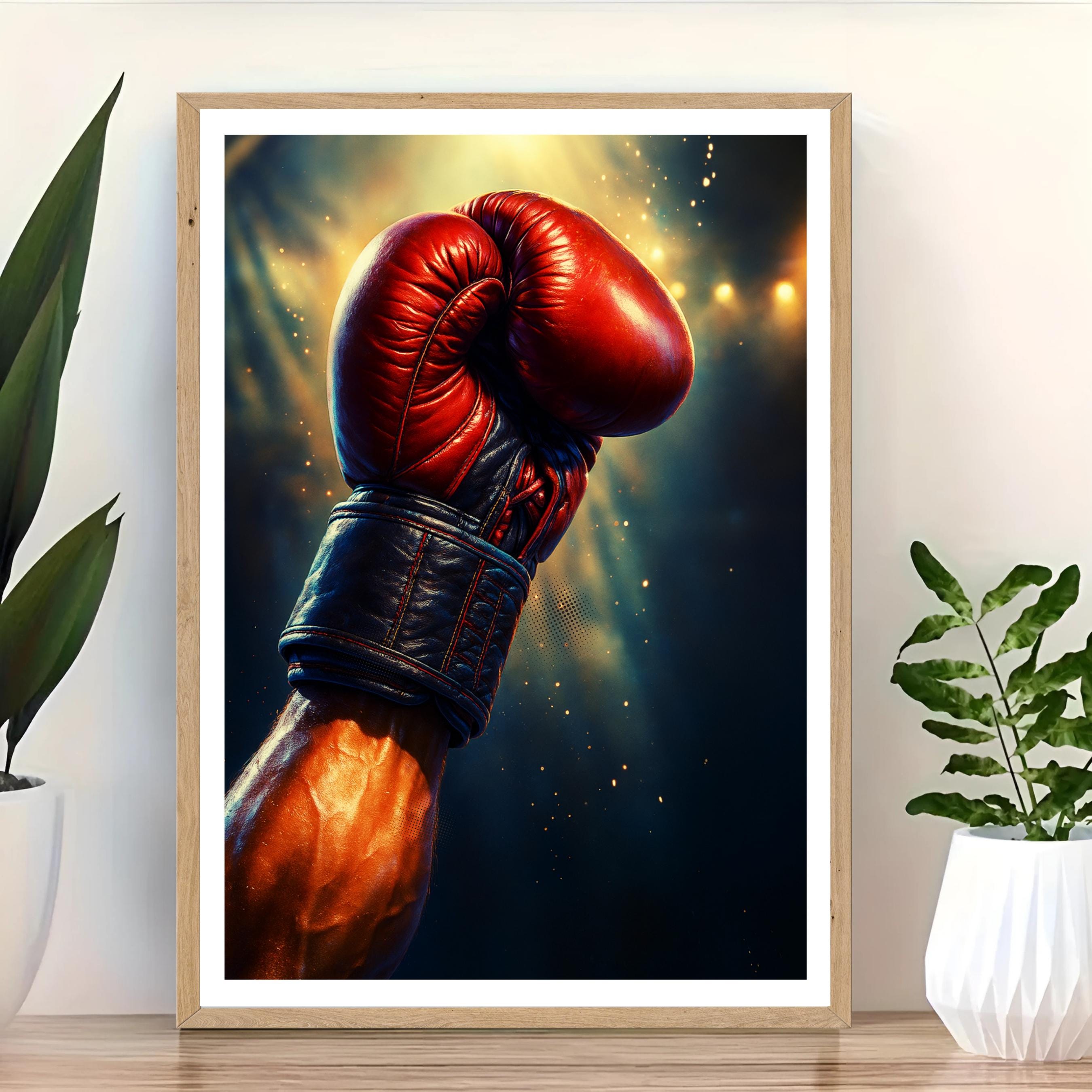 Affiche sport - Boxe, Combat, Gant, Noble Art - art moderne, impression, poster