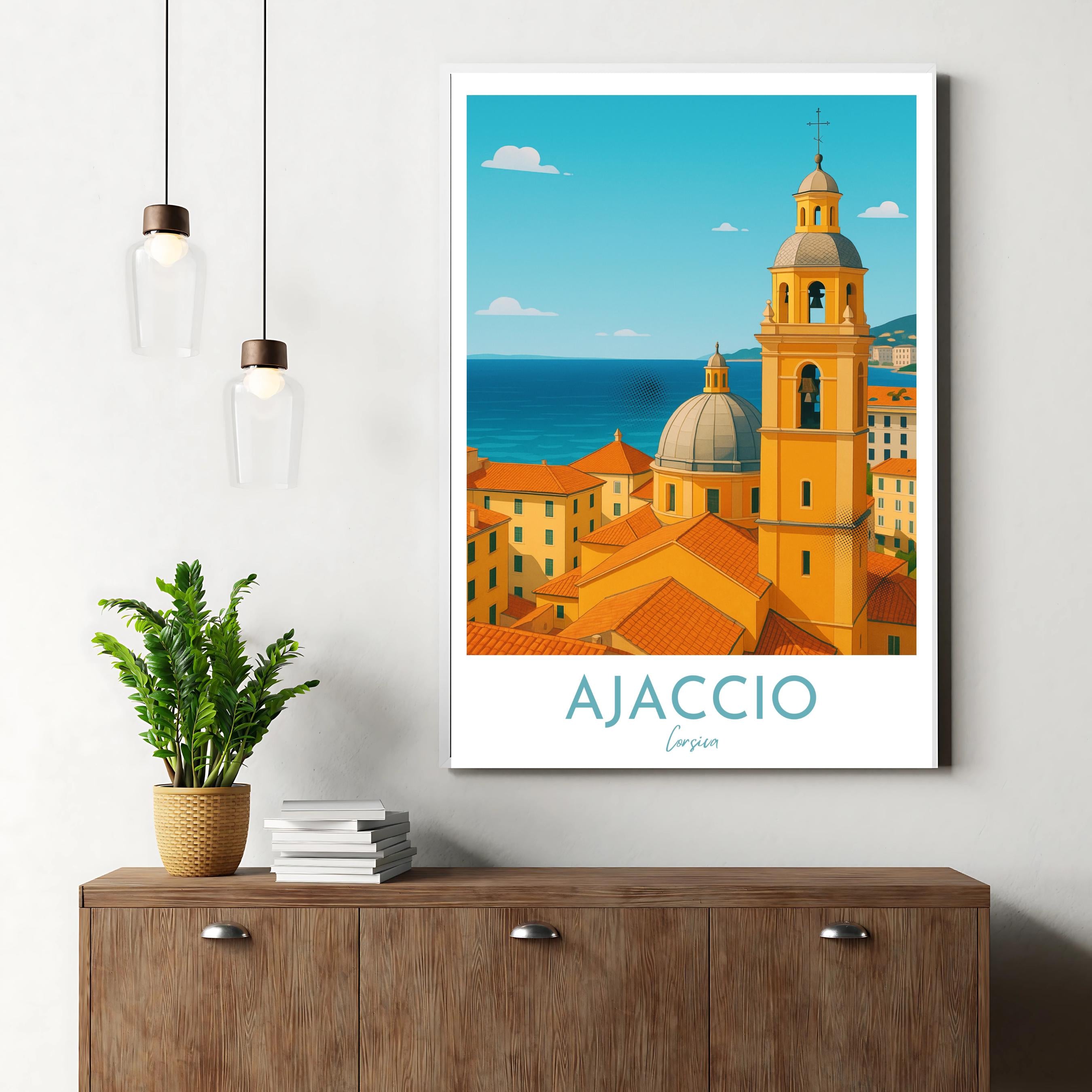 Affiche voyage - Ajaccio, Corse, France, Méditerranée - art moderne, impression, poster