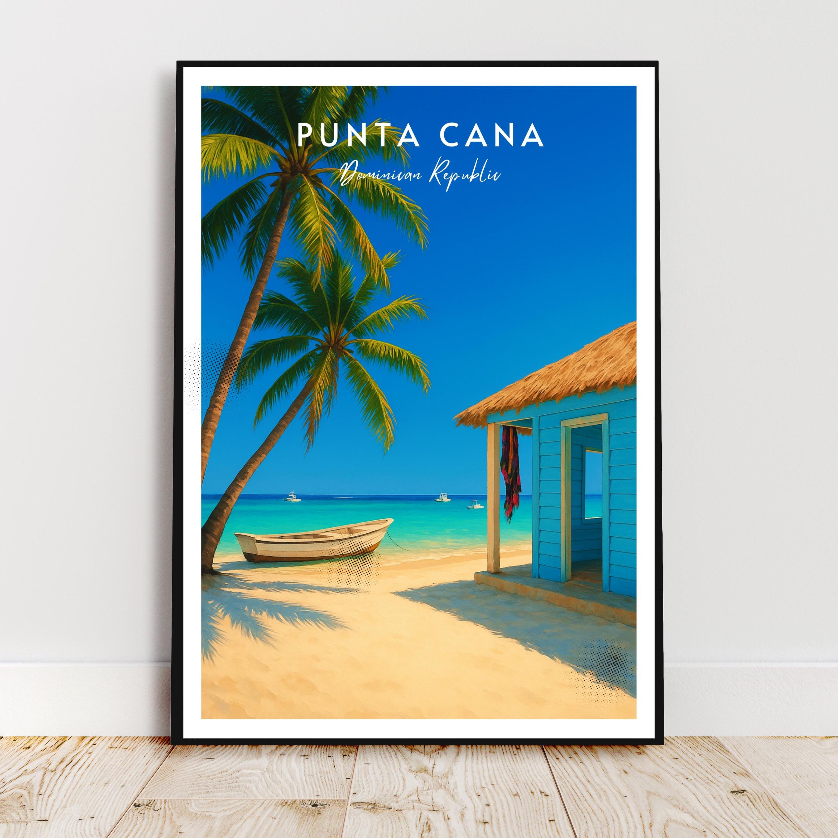 Affiche voyage - Punta Cana, République Dominicaine, Caraïbes, Plage - art moderne, impression, poster