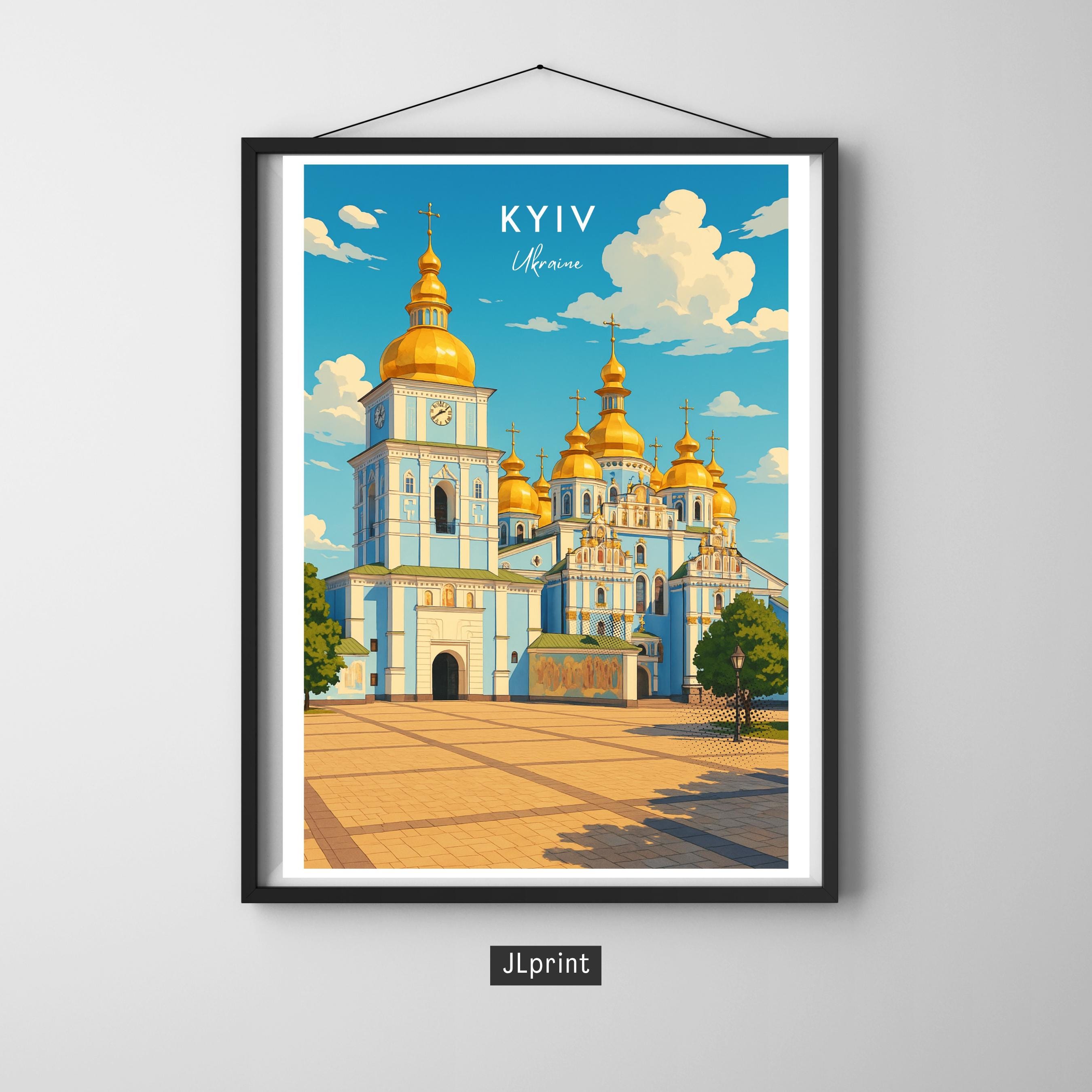 Affiche voyage - Kiev, Ukraine, Europe, Cathédrale Saint-Michel - art moderne, impression, poster