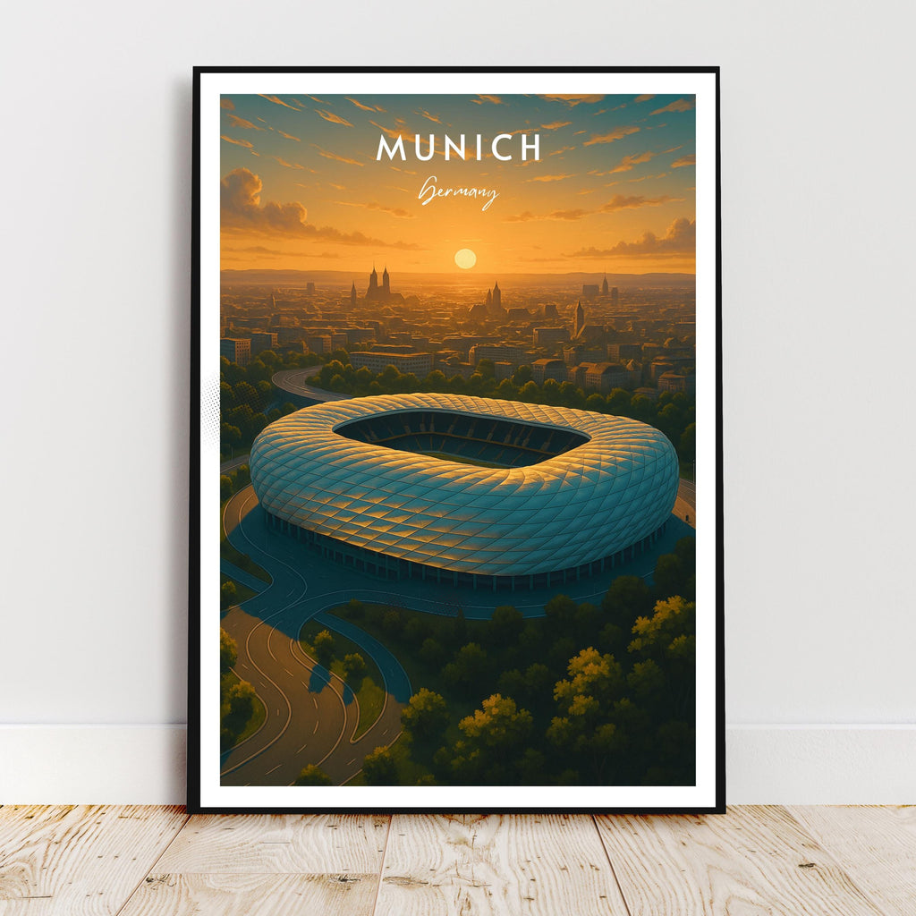 Affiche sport - Football, Munich, Allemagne, Stade Allianz Arena - art moderne, impression, poster