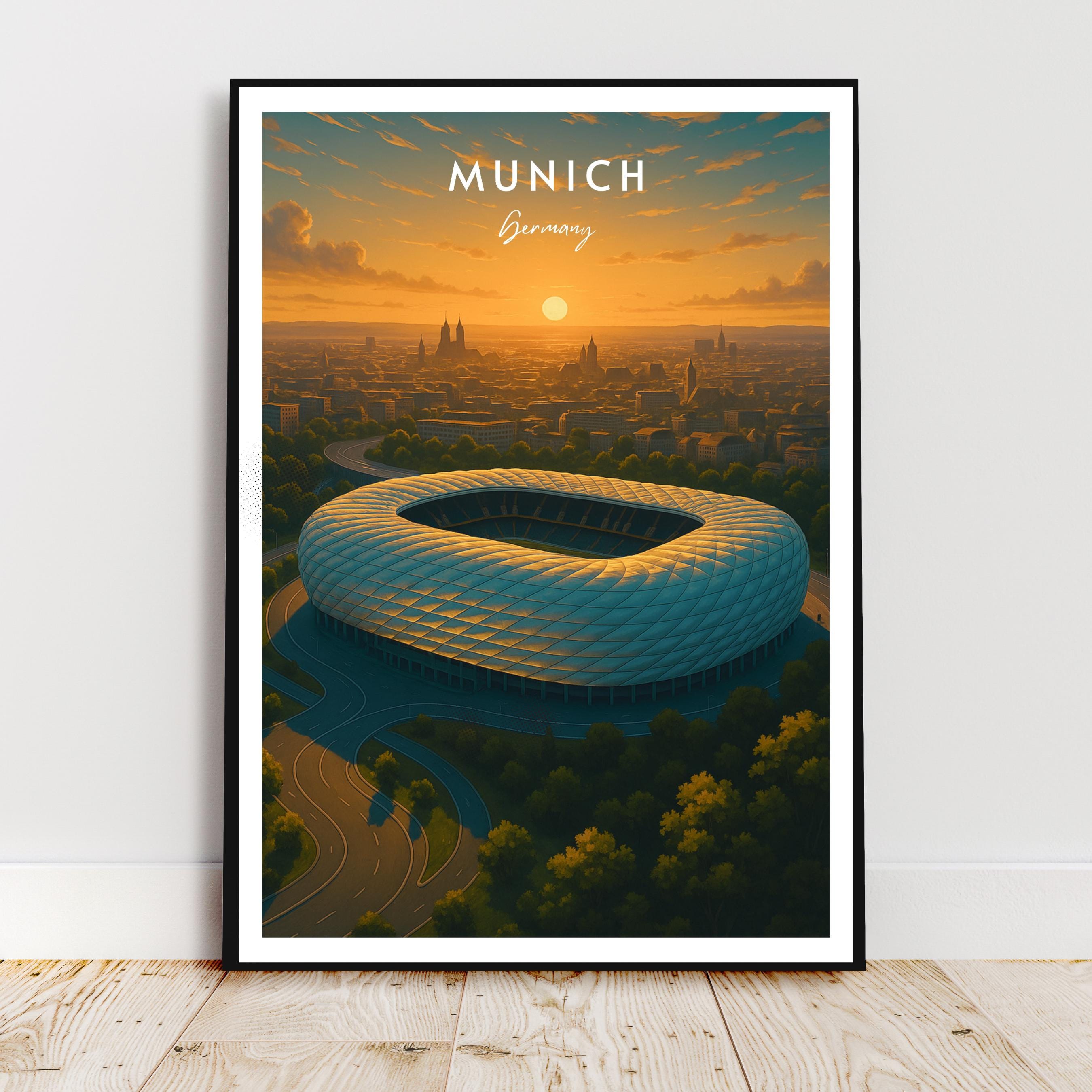 Affiche sport - Football, Munich, Allemagne, Stade Allianz Arena - art moderne, impression, poster