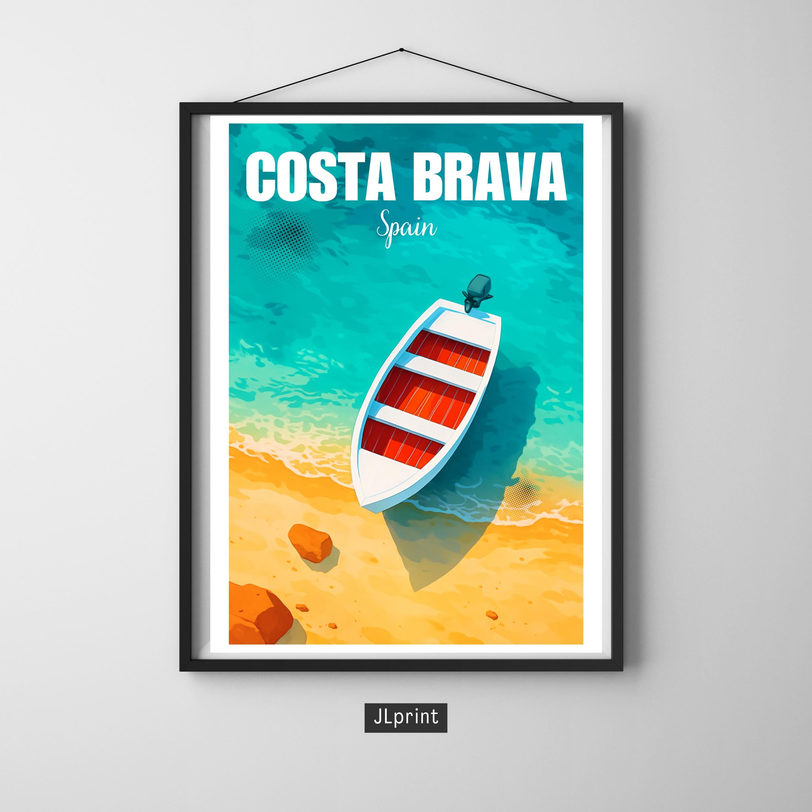 Affiche voyage - Costa Brava, Catalogne, Espagne, Méditerranée - art moderne, impression, poster