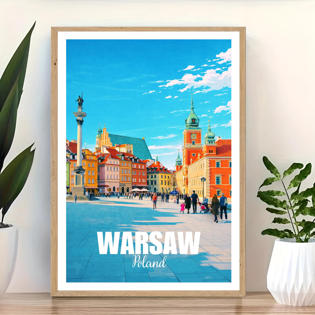Affiche voyage - Varsovie, Pologne, Europe, Vielle Ville - art moderne, impression, poster