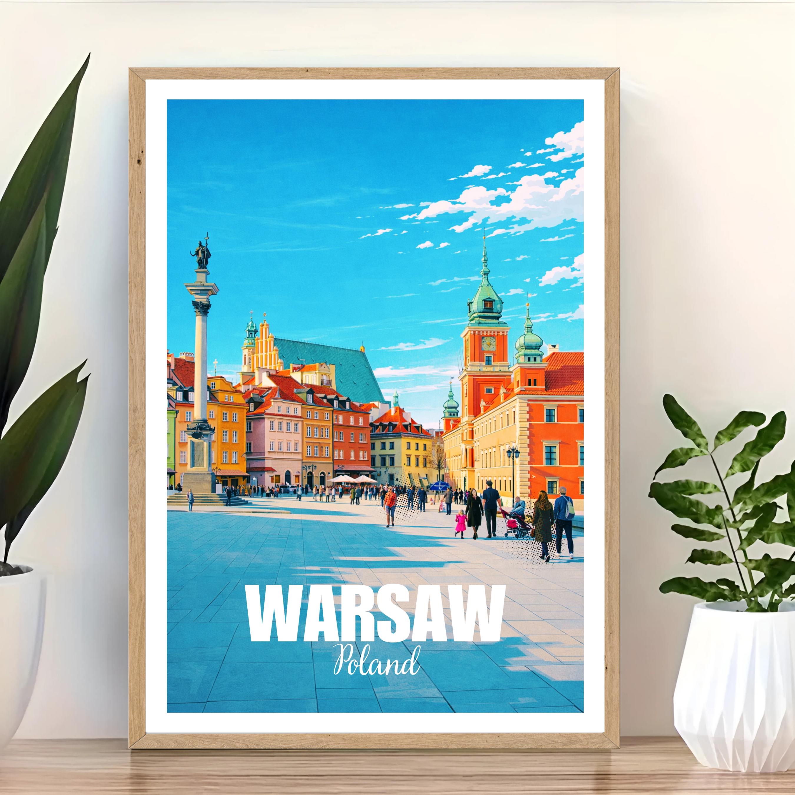 Affiche voyage - Varsovie, Pologne, Europe, Vielle Ville - art moderne, impression, poster