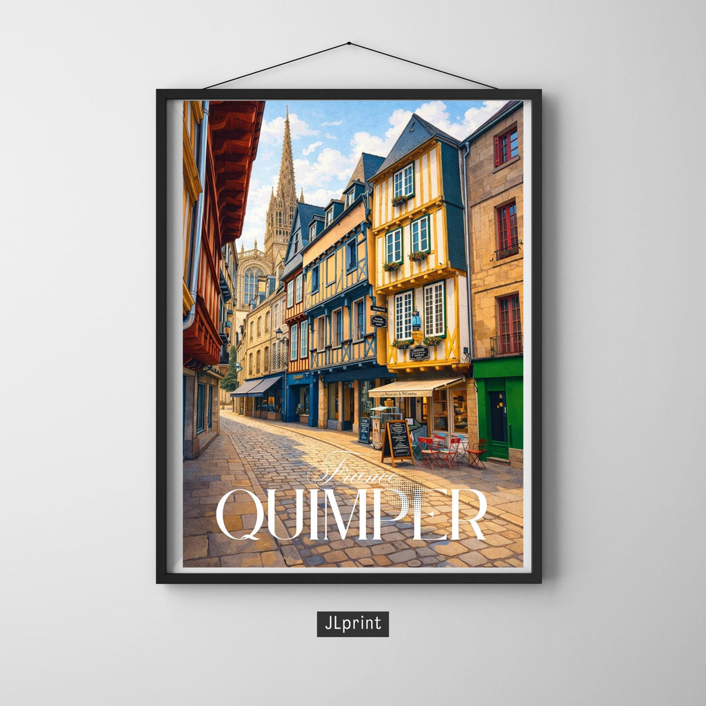 Affiche voyage - Quimper, Bretagne, France, Vielle Ville - art moderne, impression, poster