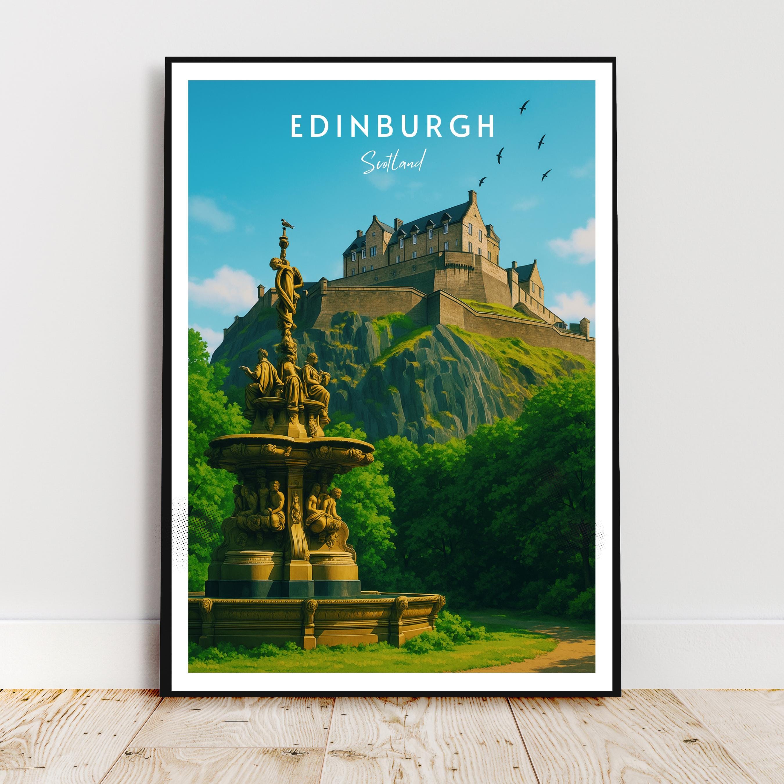 Affiche voyage - Edimbourg, Ecosse, Royaume Uni, Chateau d’Edimbourg - art moderne, impression, poster