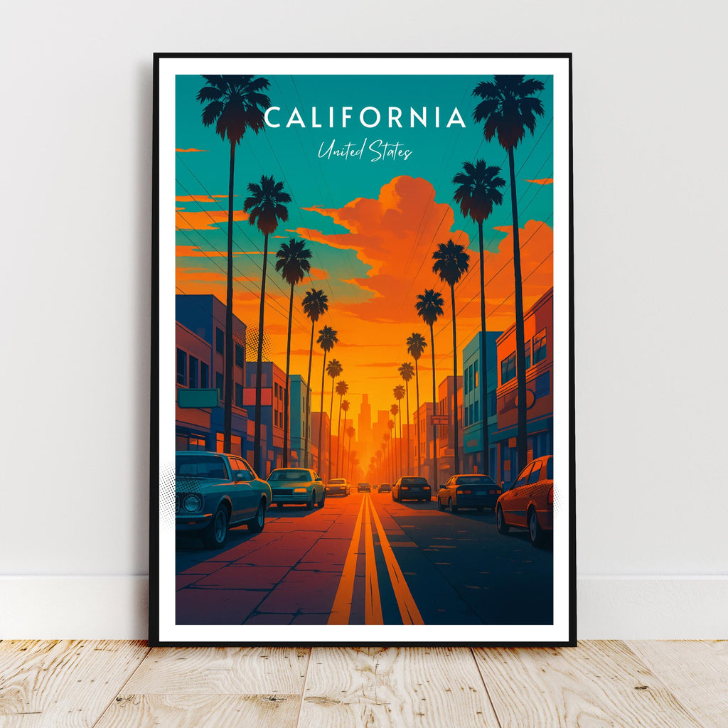 Affiche voyage - Californie, USA, Etats-Unis, Amerique - art moderne, impression, poster