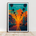 Affiche voyage - Californie, USA, Etats-Unis, Amerique - art moderne, impression, poster