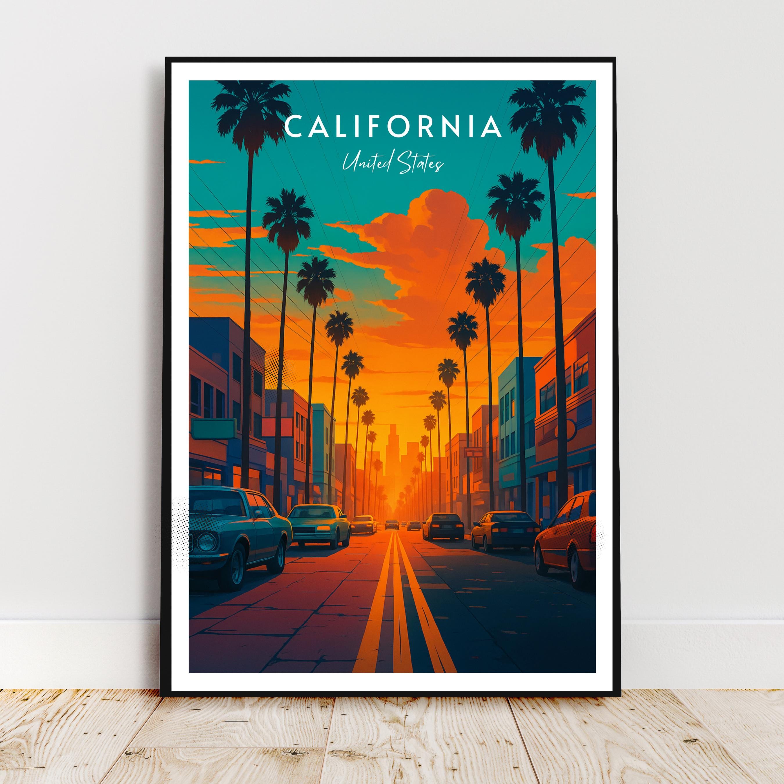 Affiche voyage - Californie, USA, Etats-Unis, Amerique - art moderne, impression, poster