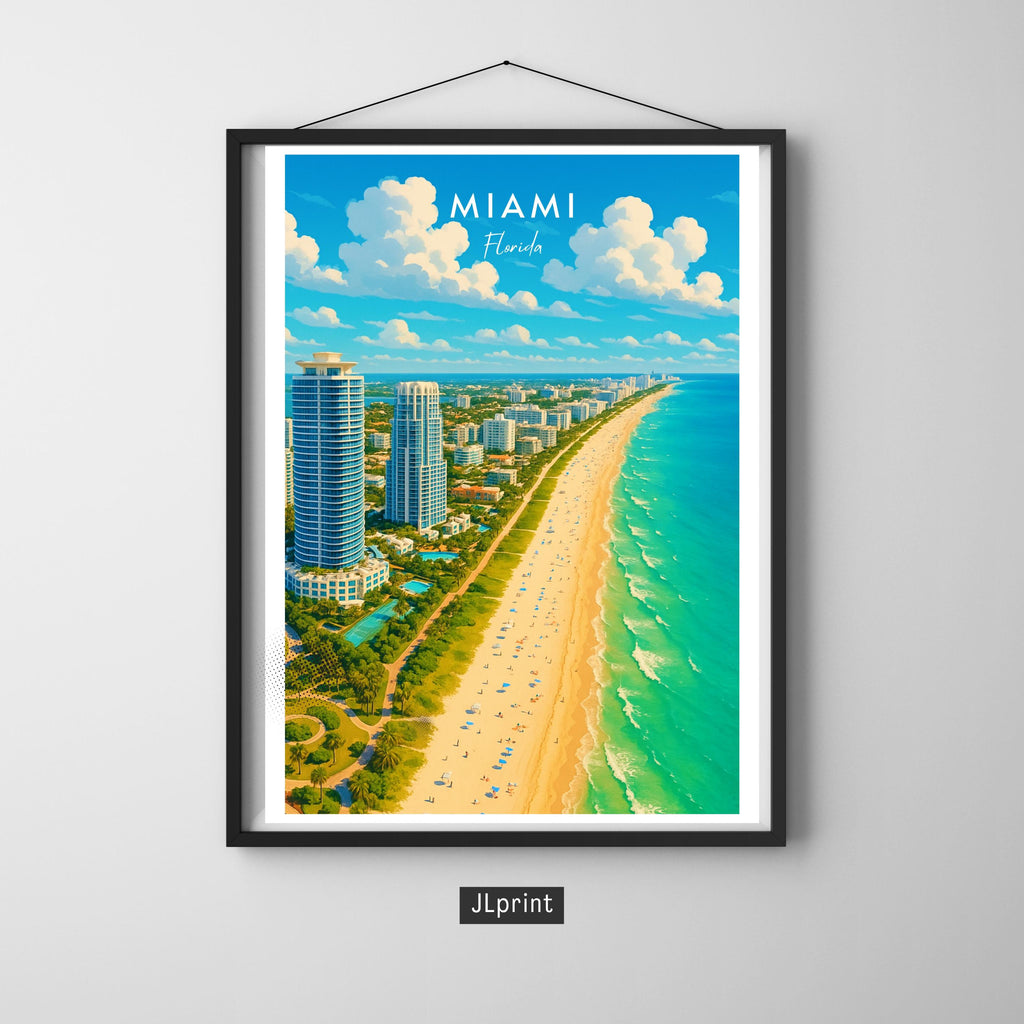Affiche voyage - Miami, Floride, USA, Miami Beach - art moderne, impression, poster