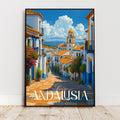 Affiche voyage - Andalousie, Espagne, Méditerranée, Village - art moderne, impression, poster