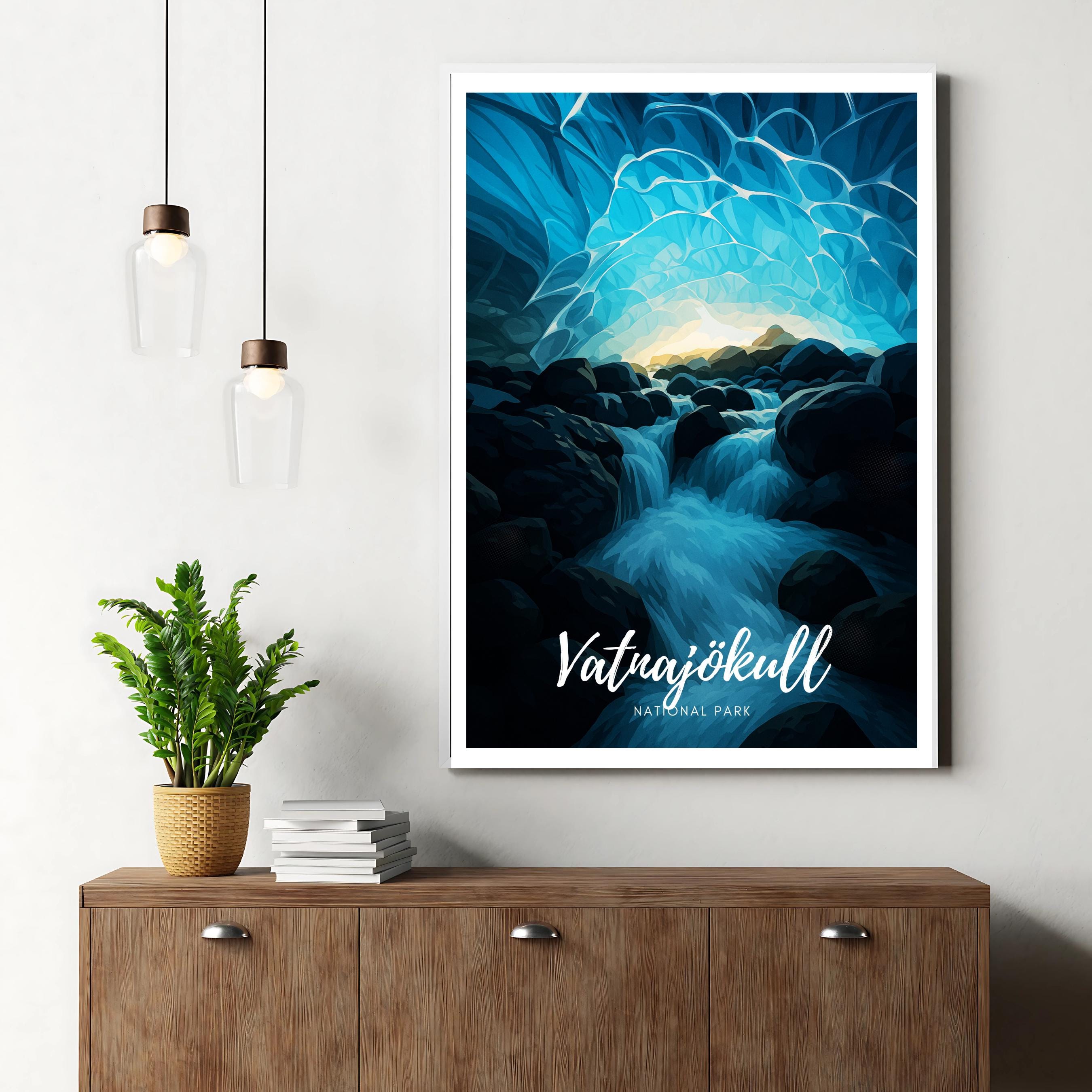 Affiche voyage - Vatnajökull, Parc National, Islande, Glacier - art moderne, impression, poster