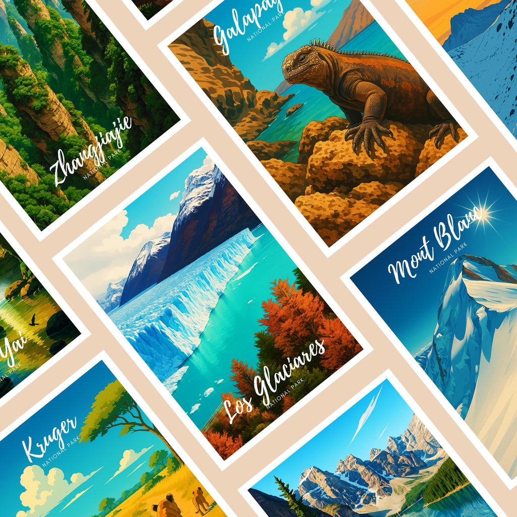 Affiche voyage -  Los Glaciares, Parc National, Argentine, Glacier - art moderne, impression, poster