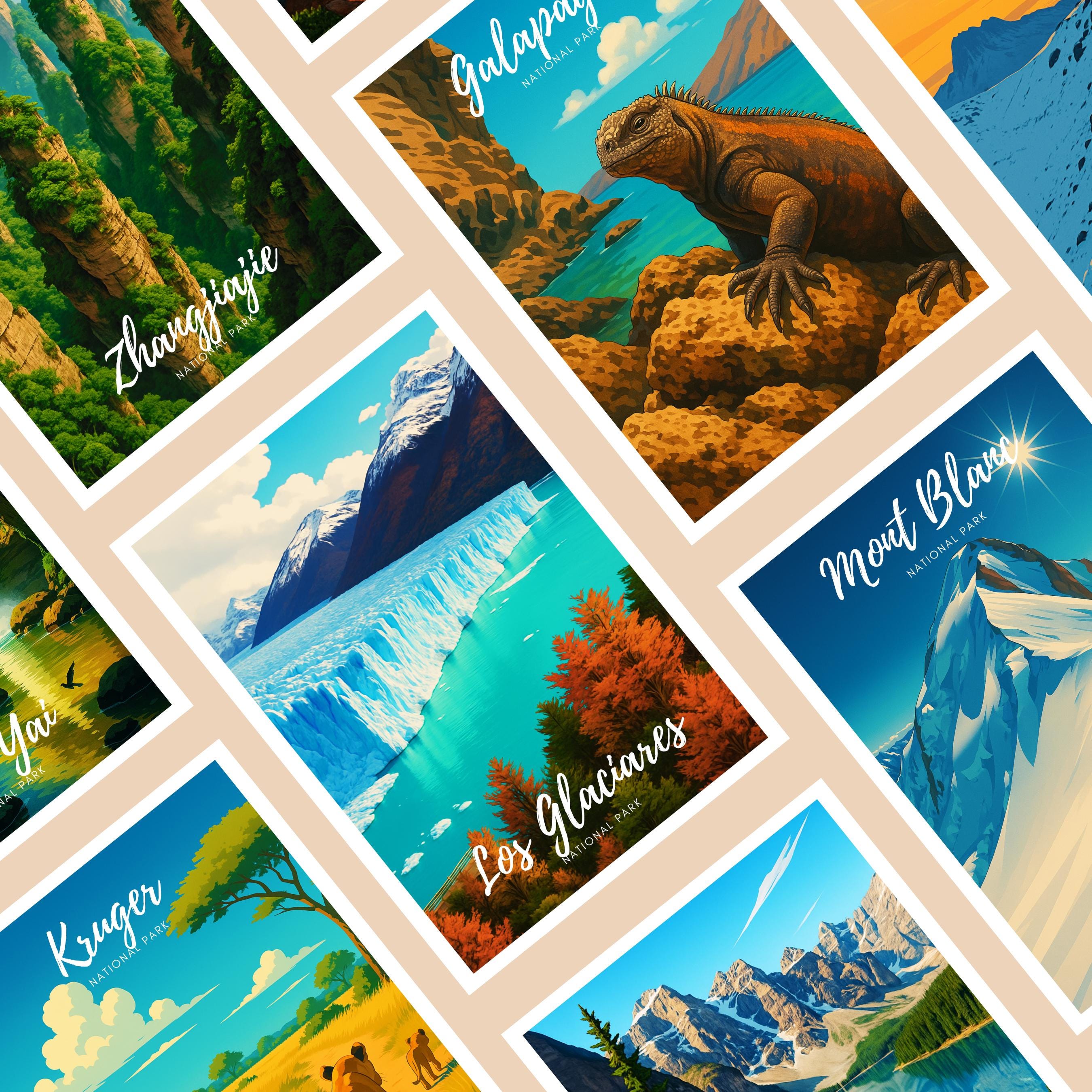 Affiche voyage -  Los Glaciares, Parc National, Argentine, Glacier - art moderne, impression, poster
