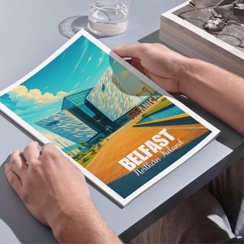 Affiche voyage - Belfast, Irlande du Nord, Royaume Uni, Titanic Belfast - art moderne, impression, poster