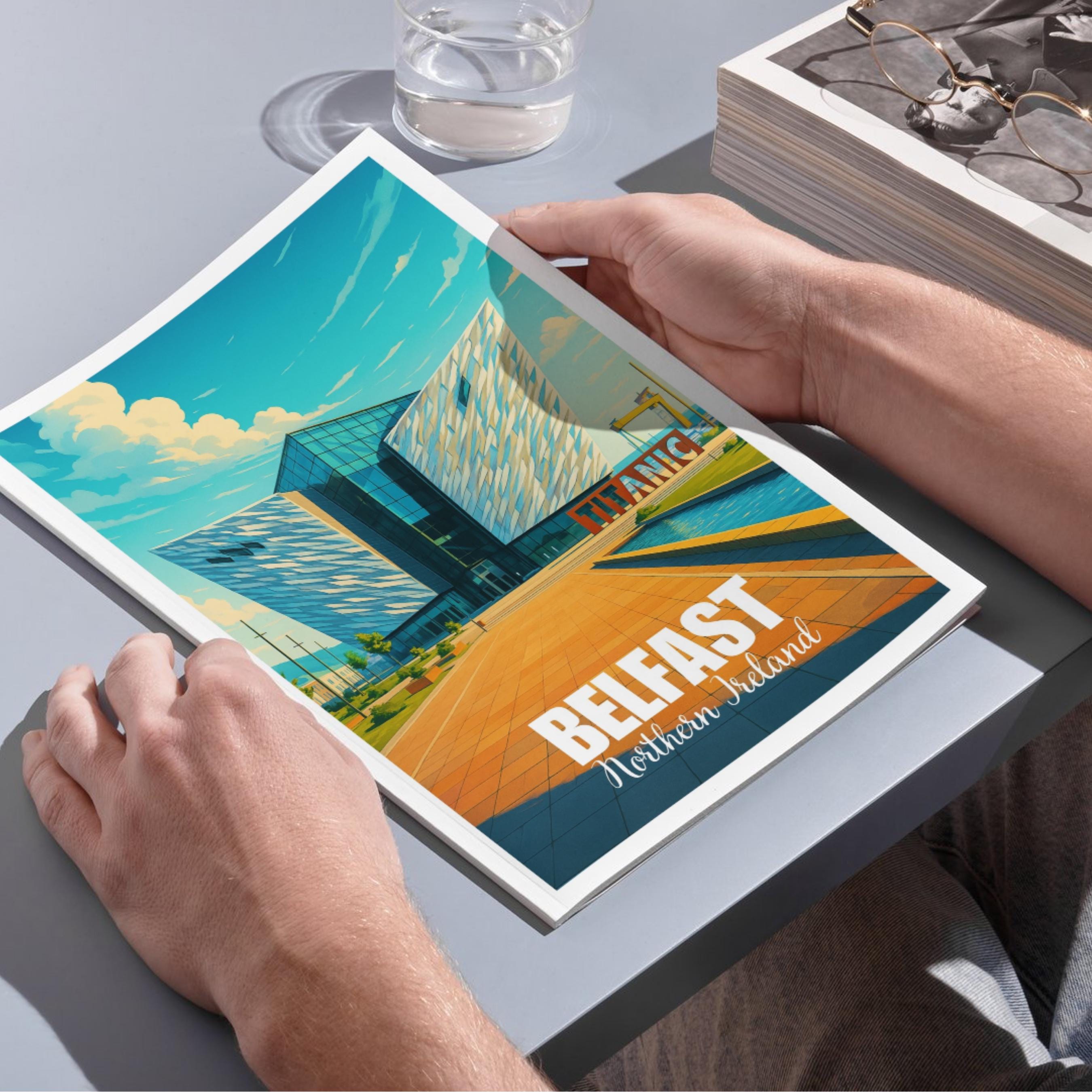 Affiche voyage - Belfast, Irlande du Nord, Royaume Uni, Titanic Belfast - art moderne, impression, poster