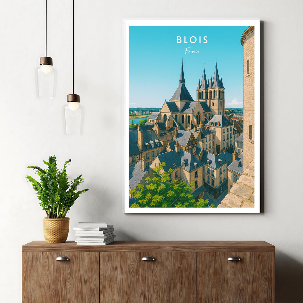 Affiche voyage - Blois, Val de Loire, France, Château - art moderne, impression, poster