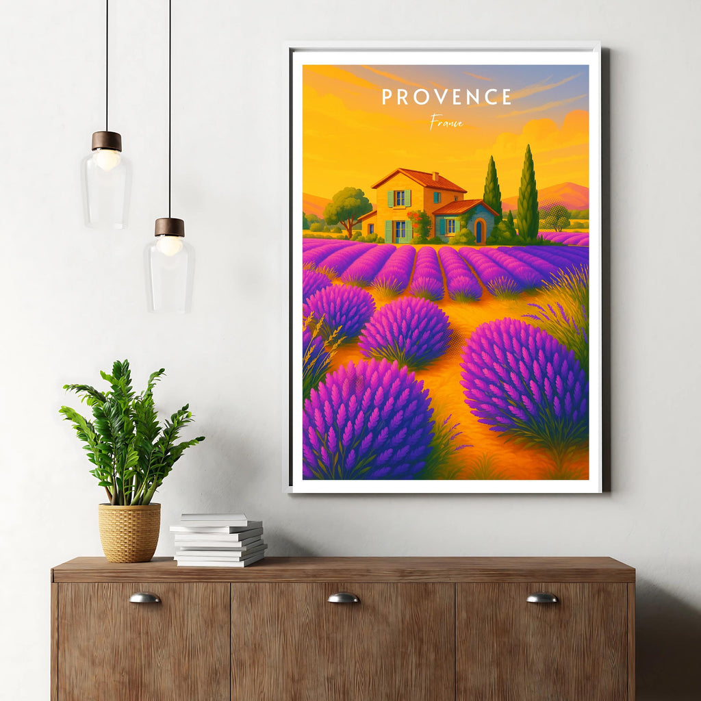 Affiche voyage - Provence, France, Lavande, Provençale - art moderne, impression, poster