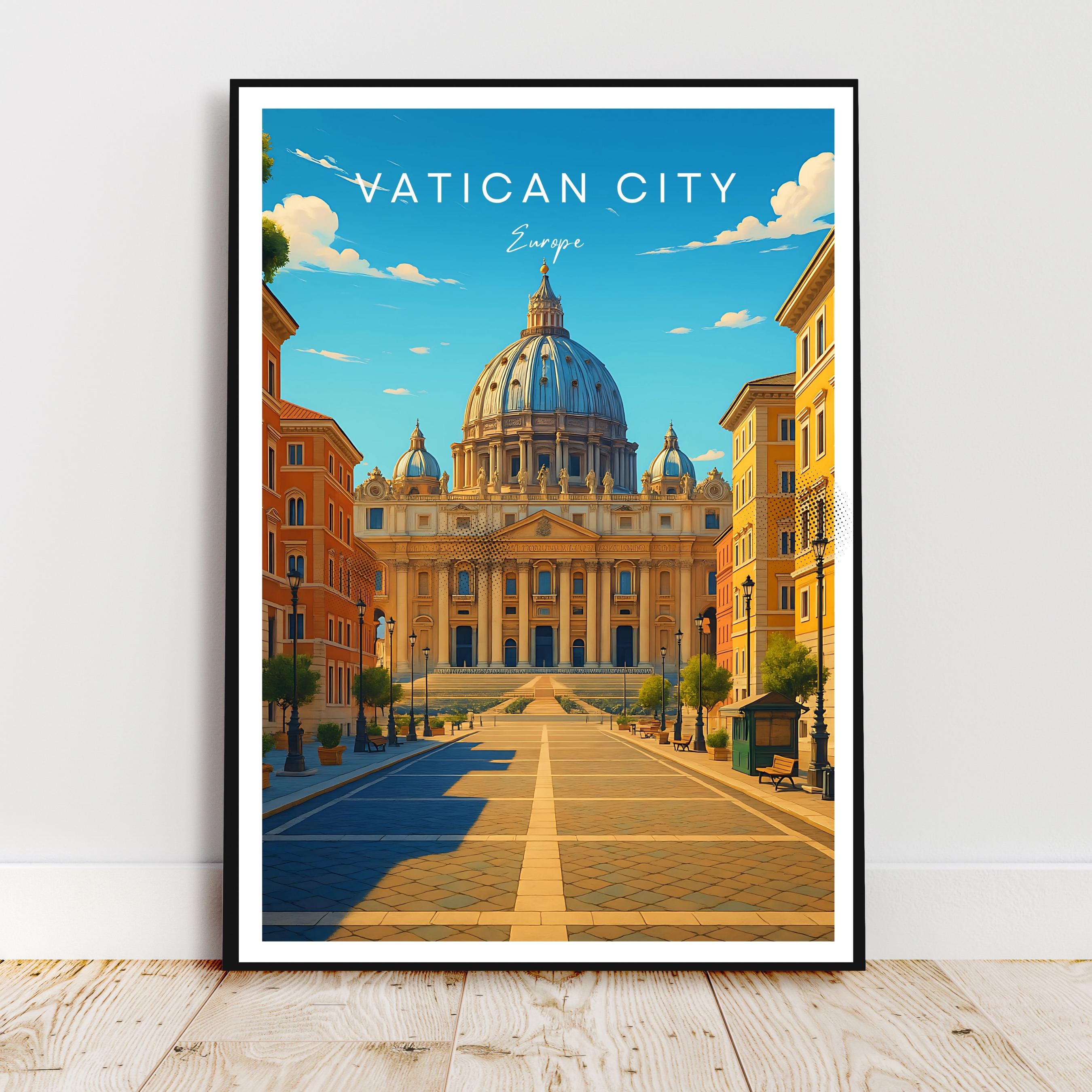 Affiche voyage - Cité du Vatican, Europe, Basilique Saint-Pierre, Unesco - art moderne, impression, poster