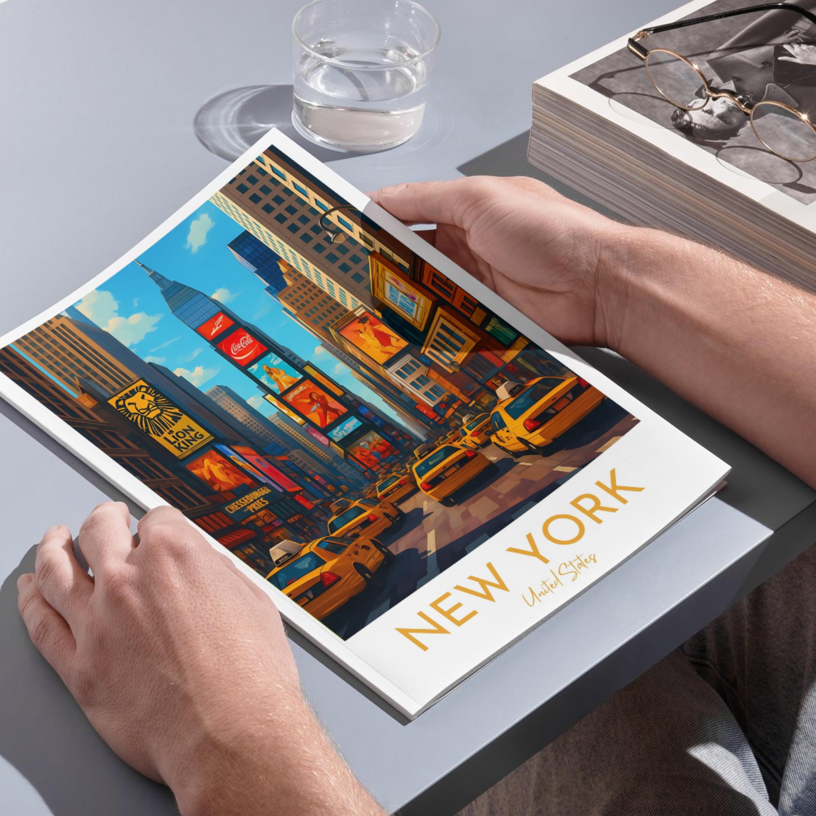 Affiche voyage - New York City, USA, Amérique, Times Square - art moderne, impression, poster