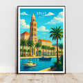 Affiche voyage - Split, Dalmatie, Croatie, Cathédrale Saint-Domnius - art moderne, impression, poster