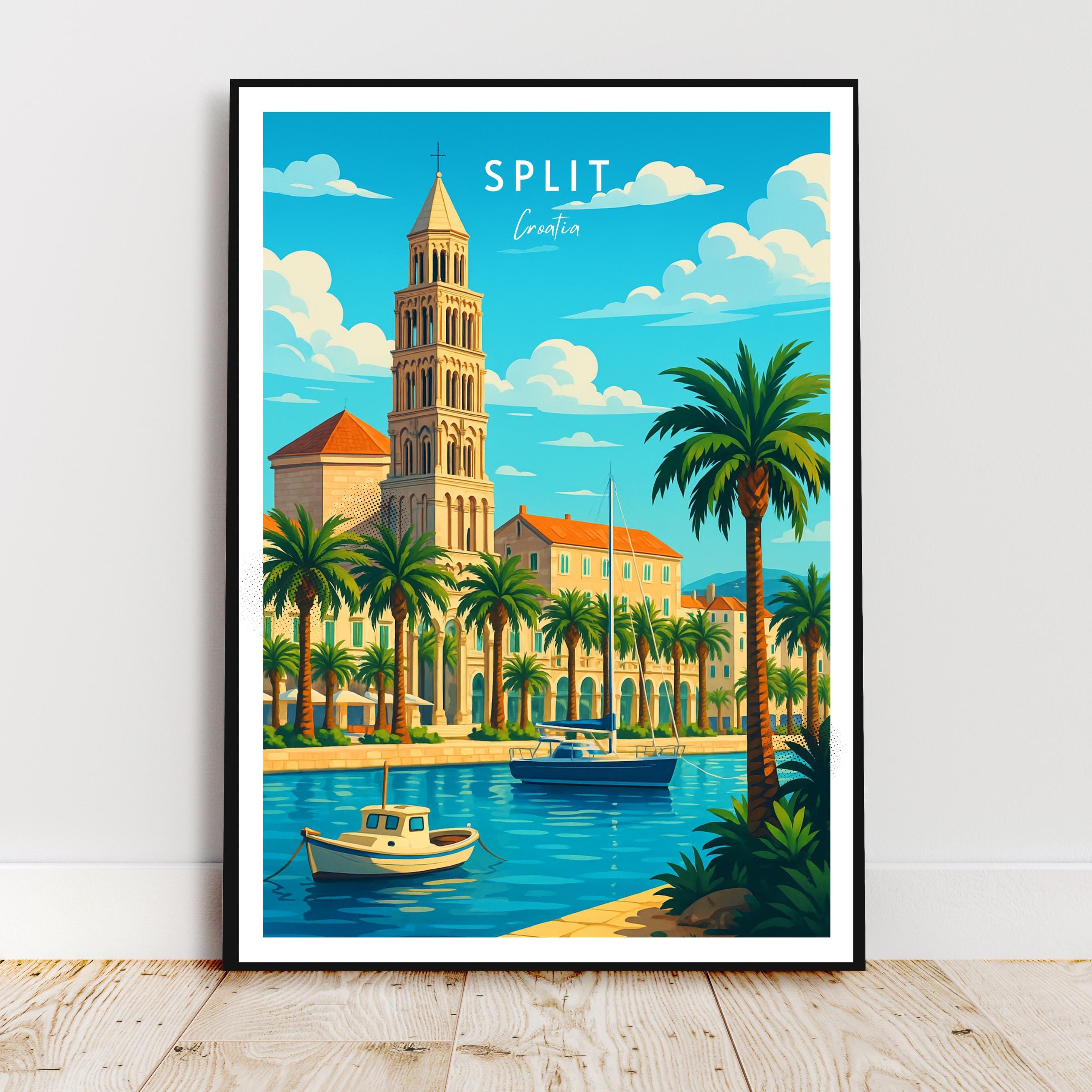 Affiche voyage - Split, Dalmatie, Croatie, Cathédrale Saint-Domnius - art moderne, impression, poster